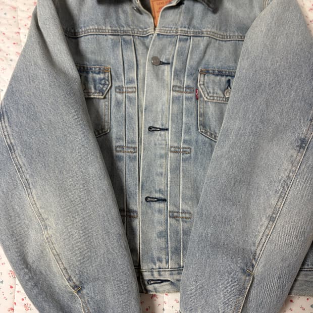 [S] 스투시 x 리바이스 엠보스드 트러커 자켓 인디고