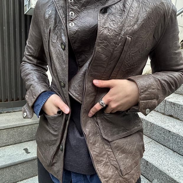 양가죽 주름가공 레더자켓