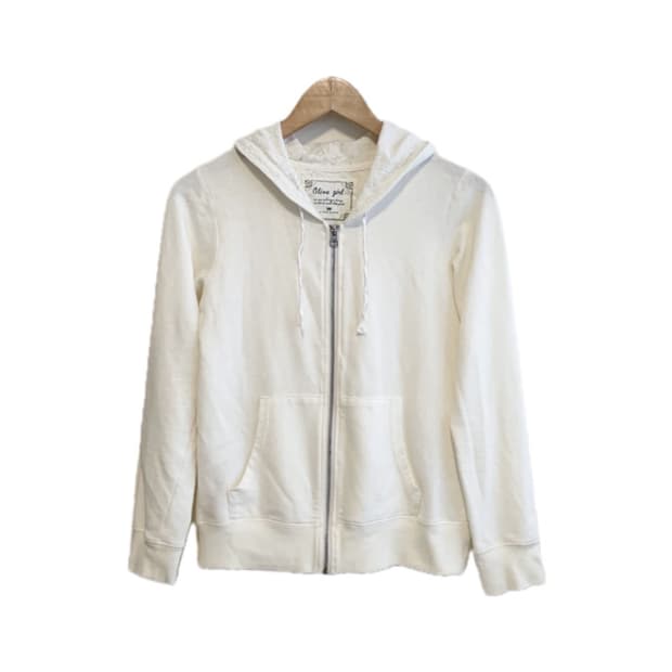 [빈티지] 올리브데올리브 화이트 레이스 후드집업