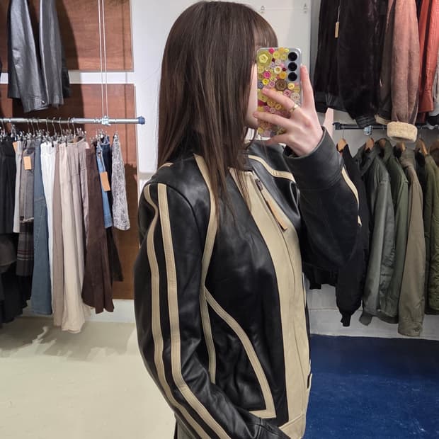 PECD 사이드라인 램스킨 레더 자켓