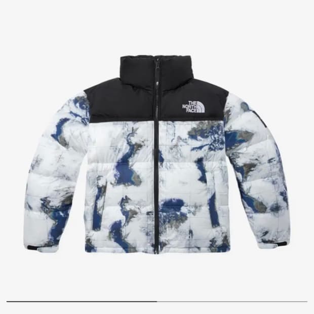 노스페이스 화이트 라벨 노벨티 눕시 다운 자켓 프린트 화이트 샌드