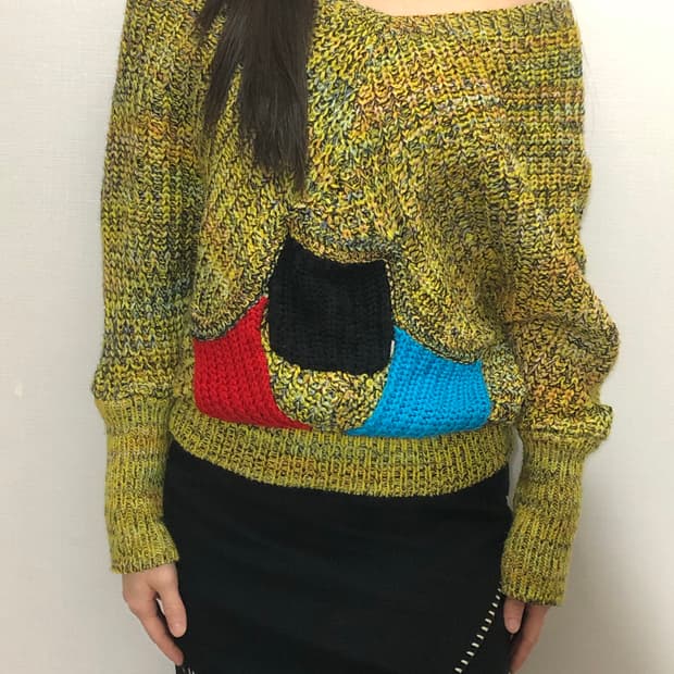 빈티지 비비드 포켓 니트