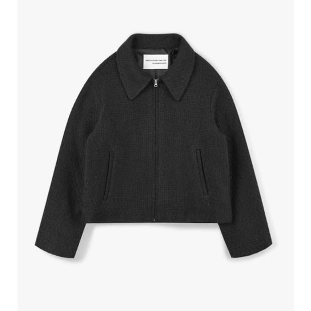 플레이스스튜디오 트위드 세미오버핏 집업자켓 블랙