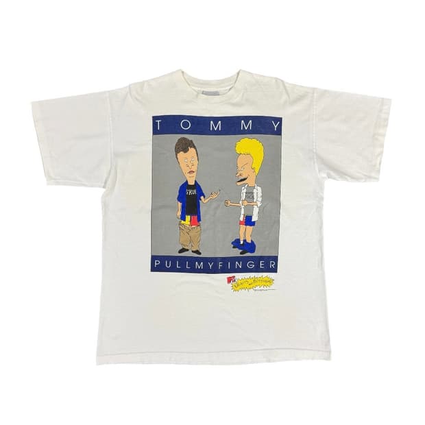 빈티지 90s 비비스 앤 버트헤드 타미힐피거 패러디 티셔츠