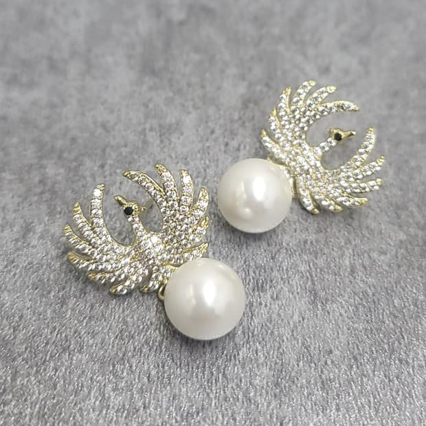 pave pearl earrings