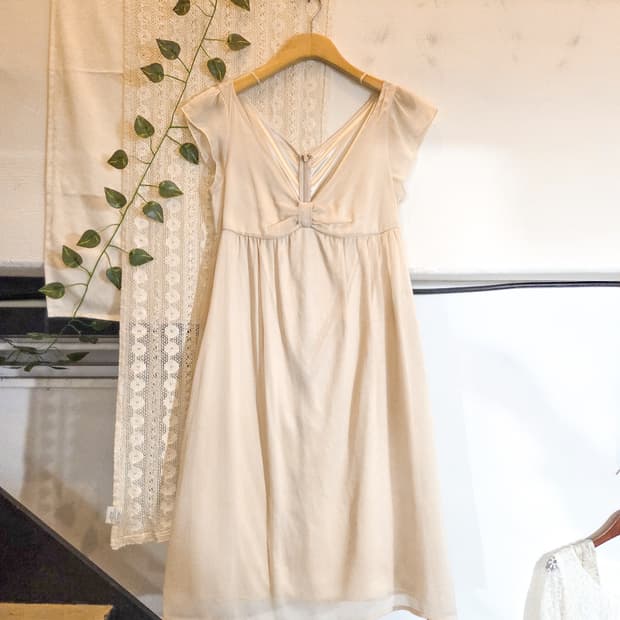 리본 쉐입 쉬폰 원피스