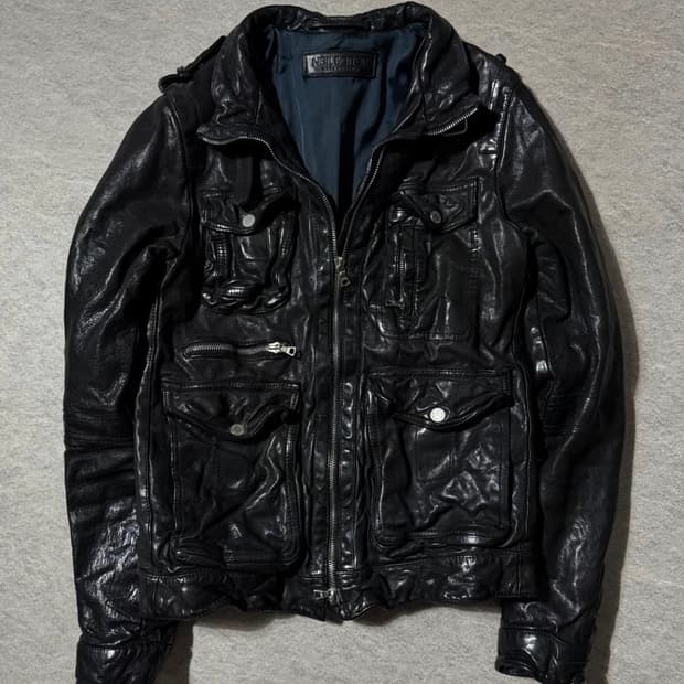 닐바렛 멀티지퍼 버팔로 레더자켓