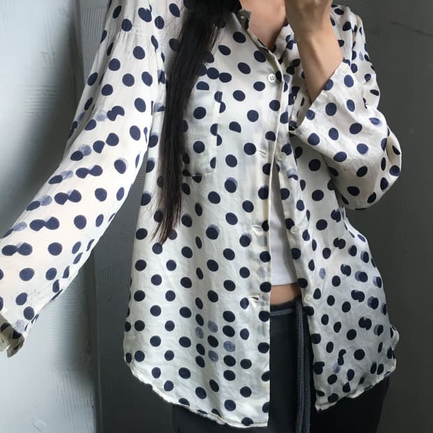 CDG 꼼데가르송 폴카 도트 시폰 블라우스
