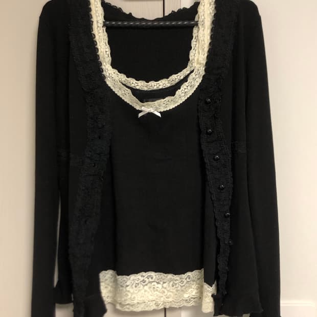 와이즈걸 나시 가디건 세트 큐빈티지샵502파우닝133크루빈티지레이어룸