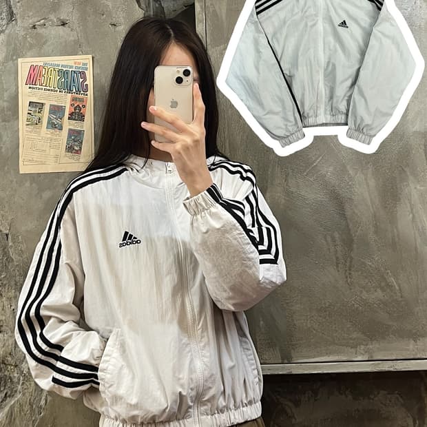아디다스 후드 바람막이 화이트 S #csz470