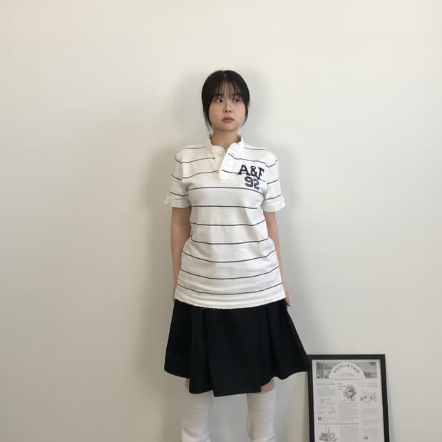 A&F Henley Stripe T Shirt