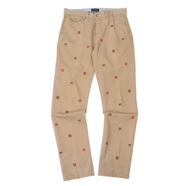 폴로 랄프로렌 베이지 쉴드 자수로고 트윌 코튼 스트레이트핏 팬츠 