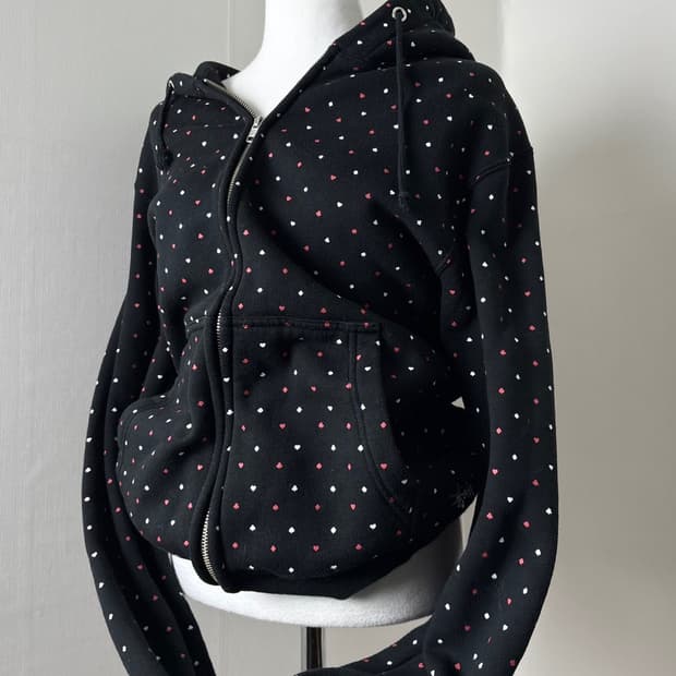 스투시 트럼프 패턴 블랙 후드집업