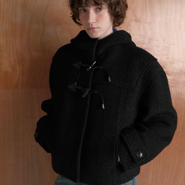 레이브 부클 더플 하프 코트자켓 블랙