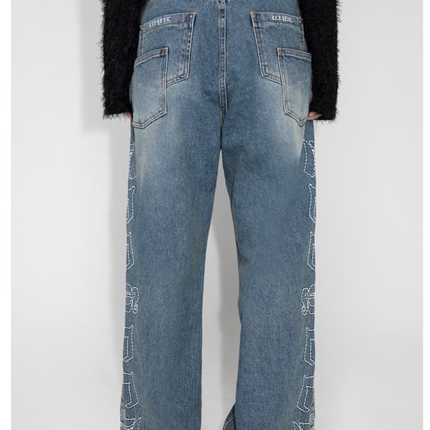 Yeel SIDE EMBROIDERED LOGO DENIM PANTS