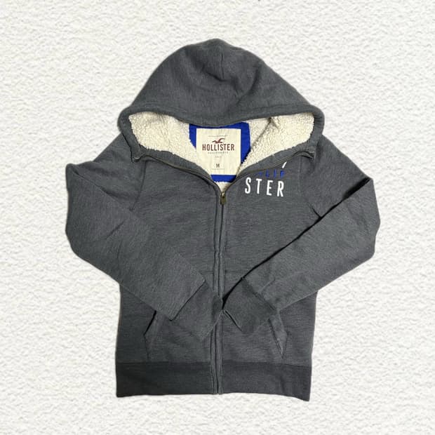 홀리스터 양털 후드집업 M 그레이