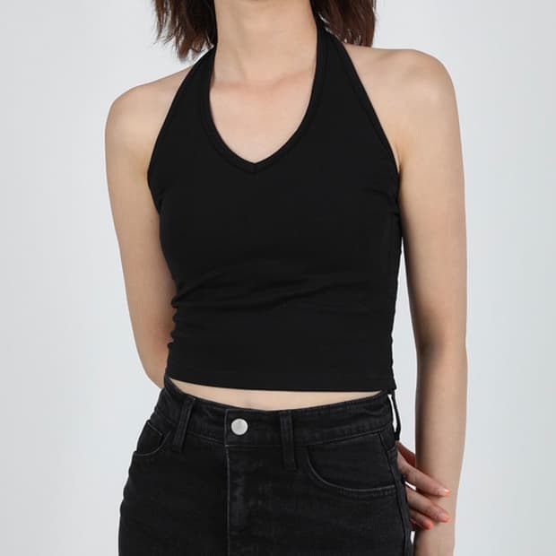 블랙업 베이직 홀터넥 나시 블랙