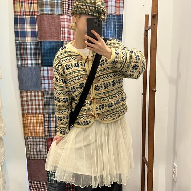 크림 빈티지 뽀글이 더플 자켓