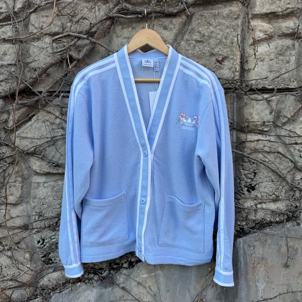 아디다스 플라워 자수 타올 느낌 가디건 m