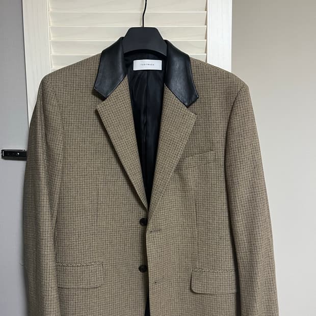 토니웩 가죽카라 체크 블레이저