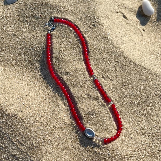 Silver point red necklace 실버 포인트 레드 목걸이