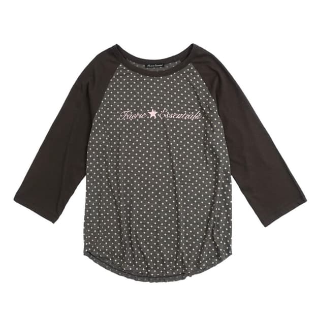 샵페어리 도트 래글런 슬리브 탑 챠콜