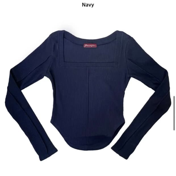 플리즈노팔로우 바비탑 스퀘어넥 네이비