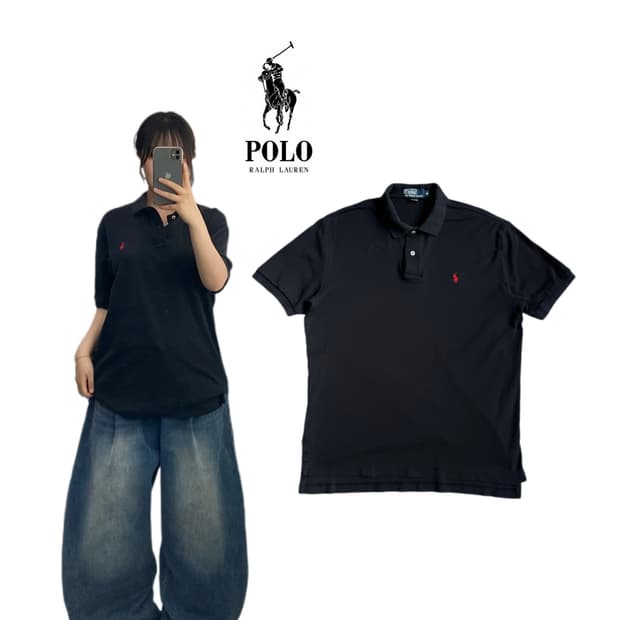 폴로 포니 PK 카라 반팔 티셔츠 블랙