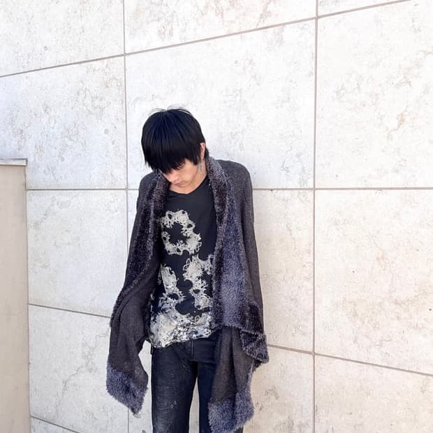 디테일 언발란스 블랙 가디건