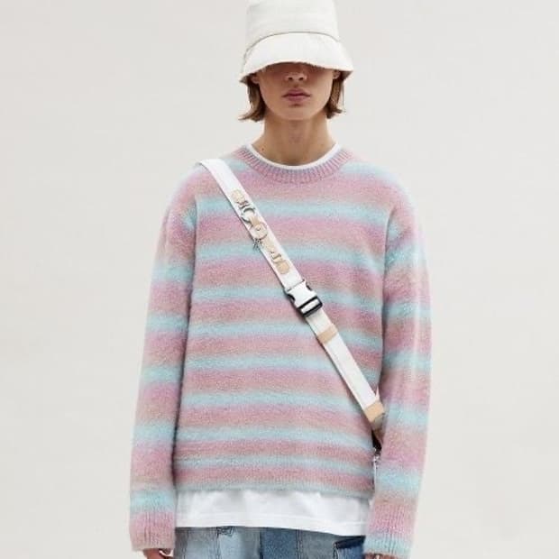 앤더슨벨 브러쉬드 알파카 블렌드 스트라이프 스웨터 