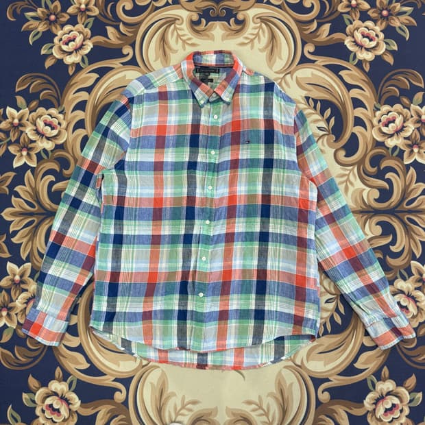 (XL)타미힐피거 Tommy hilfiger 체크린넨셔츠