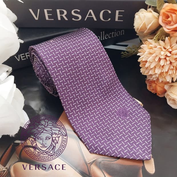 베르사체 실크 퍼플 자카드 넥타이 8.2cm A+등급 K1819

