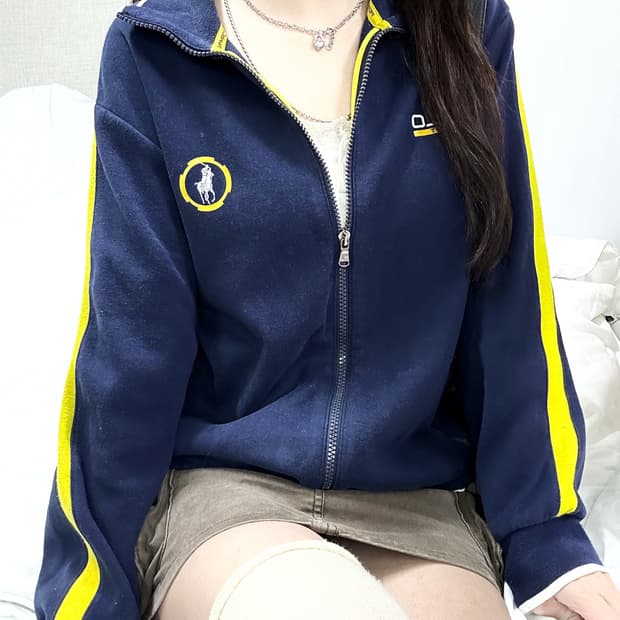 폴로 네이비 사이드라인 코튼집업