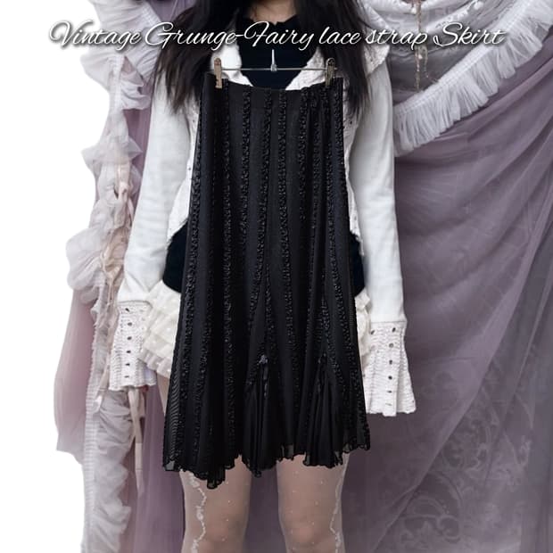 Vintage Grunge-Fairy lace strap Skirt