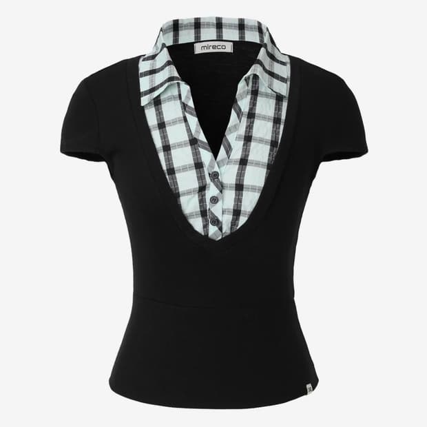 미레코 레이어드 카라티 민트 LAYERED T MINT BLACK