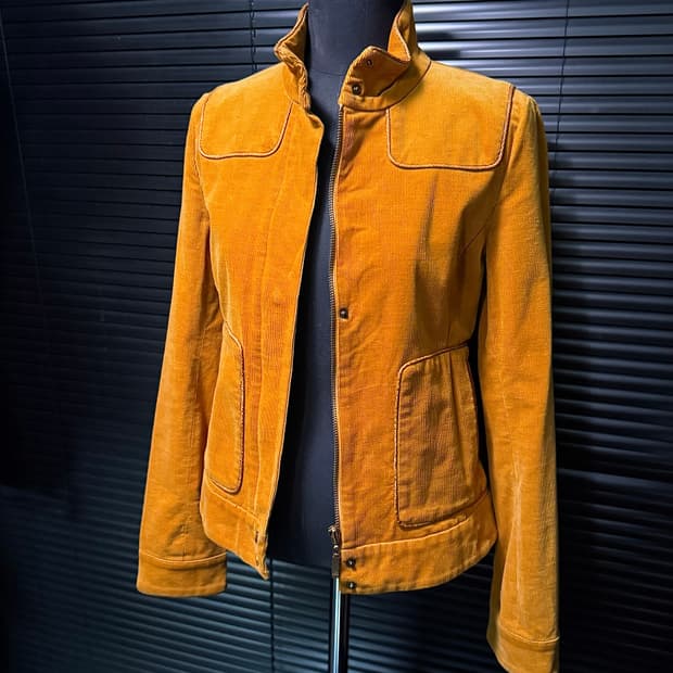 에고이스트 도쿄 서울 노랑색 노란색 옐로우 골덴 코듀로이 집업 뱀피 가죽