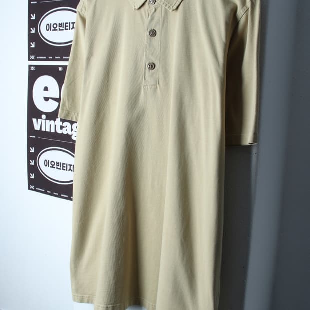 (L-2XL) 필슨 반팔 카라 티셔츠 베이지 무지 놈코어-H32611
