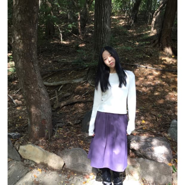 하우유 벌룬 밴딩 미디스커트 퍼플