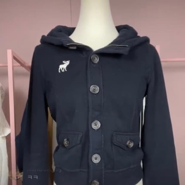 희귀매물 아베크롬비 단추 후드 집업 네이비