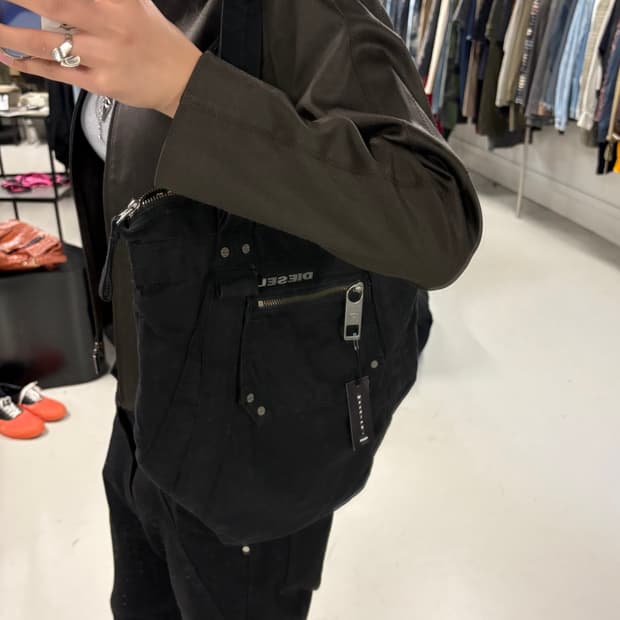 DIESEL cotton tote bag black 