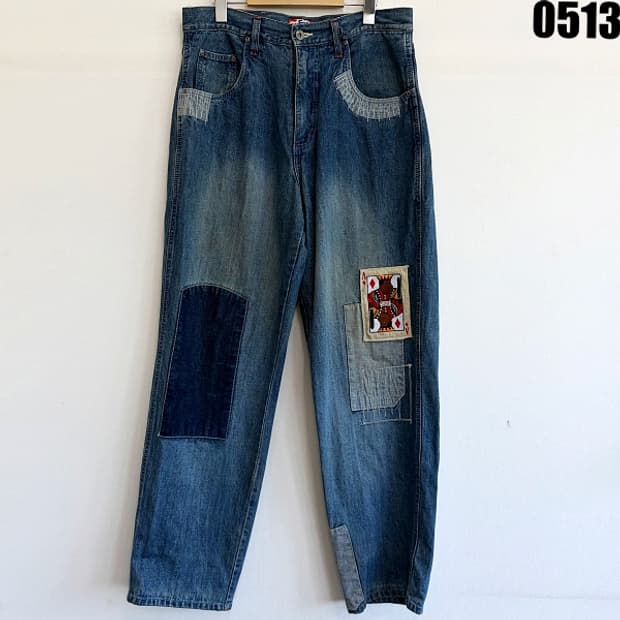FUBU 플래티넘 빈티지 패치워크 데님 팬츠 W34L34 0513