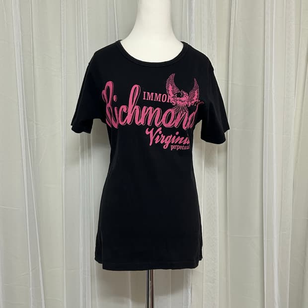 00’s y2k리치몬드 날개프린팅 딱붙 반팔 탑