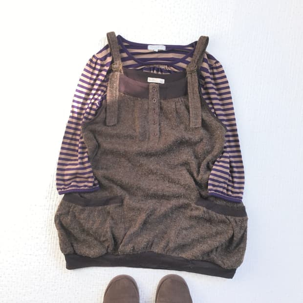 JPN/ 브라운원피스 원피스 레이어드원피스 하구미원피스 