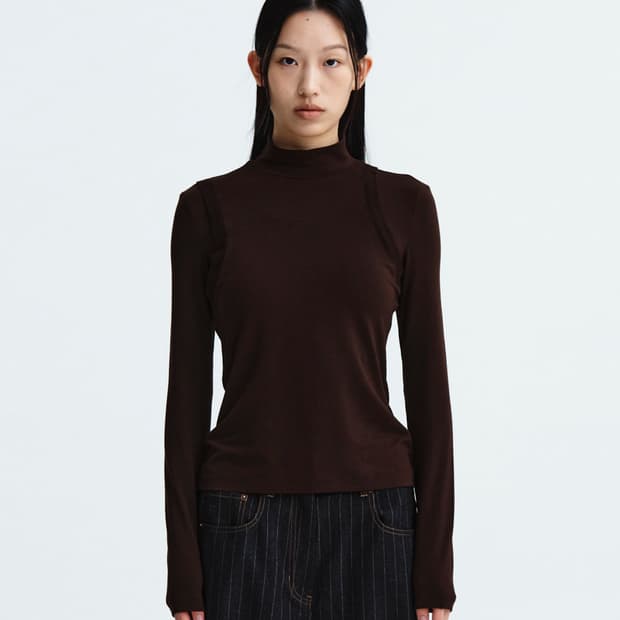 LAYERED HALF NECK LONG SLEEVE TOP