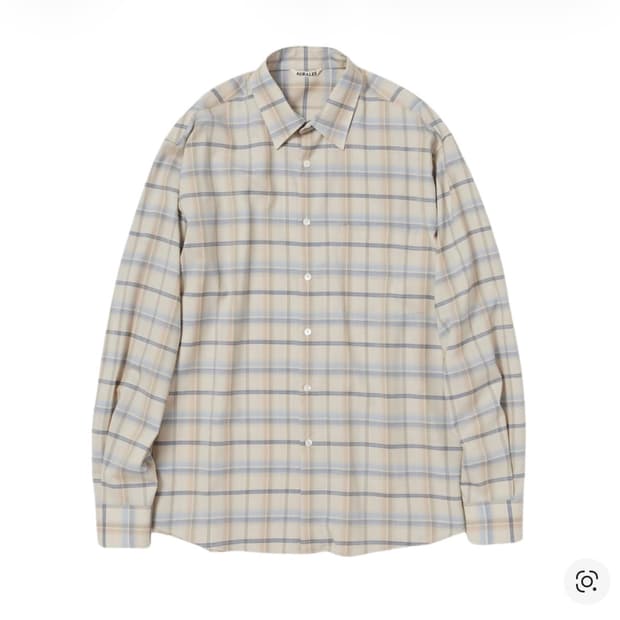 [4] 오라리 슈퍼 라이트 울 체크 셔츠 라이트 베이지 24SS