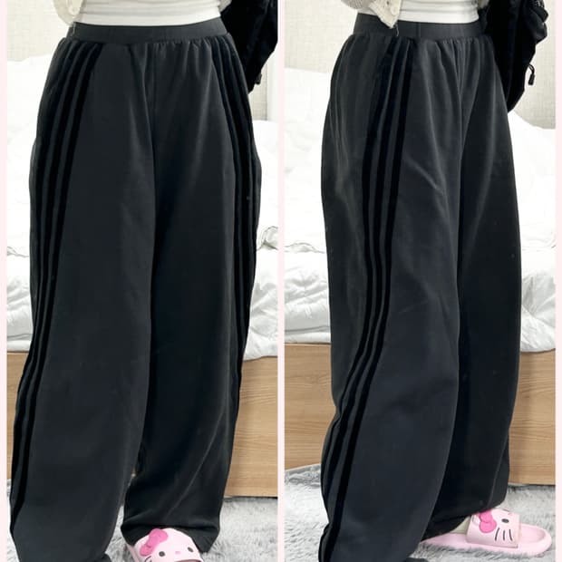 아디다스 차콜 삼선 코튼 트레이닝 팬츠