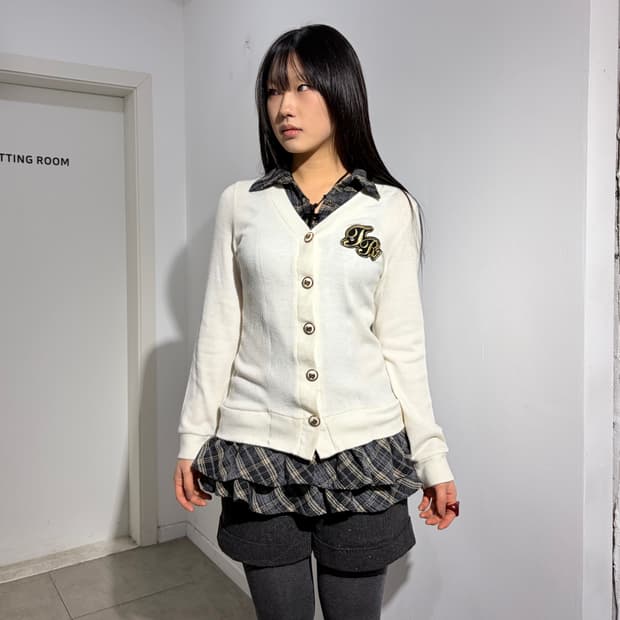 Tralala 오네갸루 리본 프릴 레이어드 니트 원피스