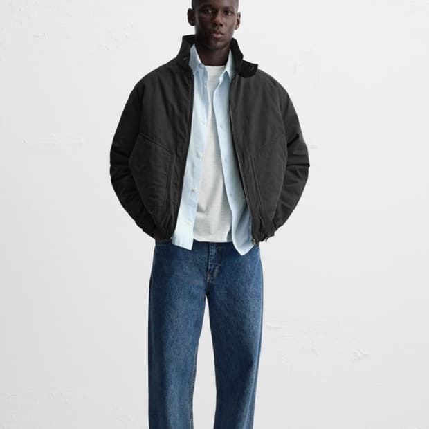 [M] 자라 패딩 보트 점퍼 블랙