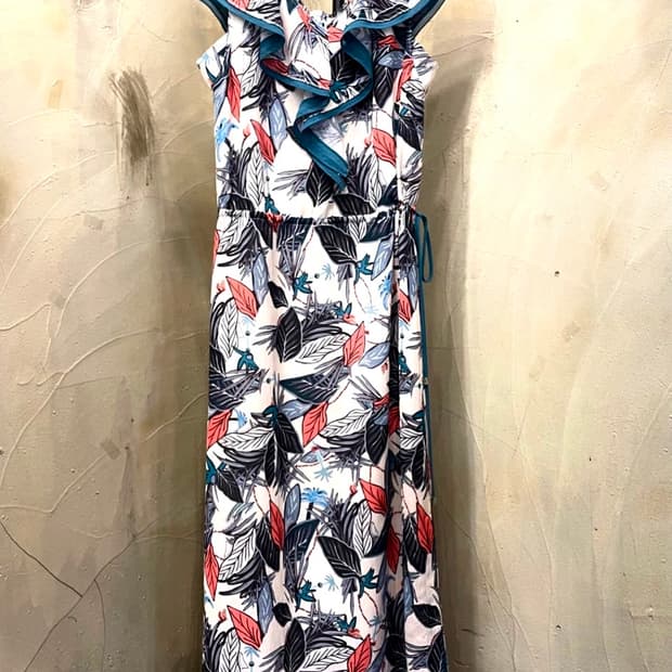 SJSJ  폴리100% 숄더프릴 롱원피스 44~55