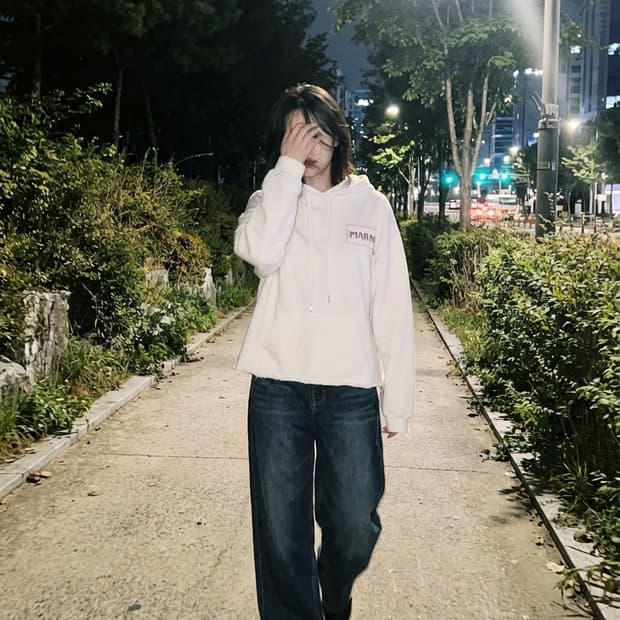 마르니 핸드 스티치 로고 후드티